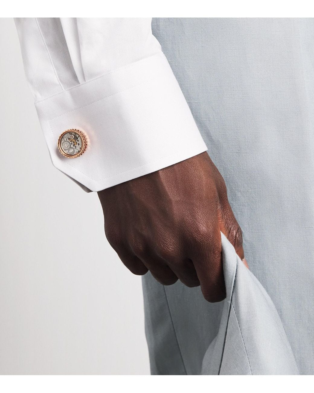 Tateossian Natural Plated Skeleton Gear Cufflinks for men