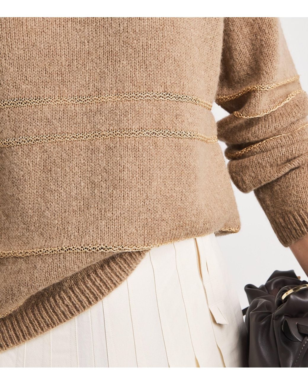 Fabiana Filippi Brown Wool-Blend Jacquard Sweater