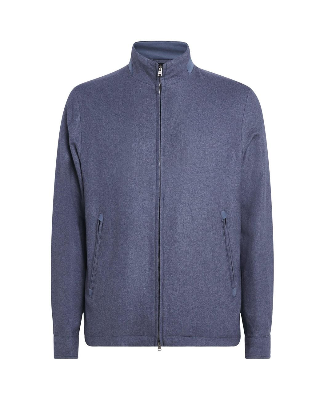 Herno Blue Silk-Cashmere High-Neck Bomber Jacket for men