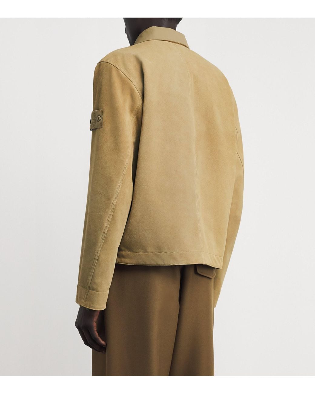 Stone Island Natural Ghost Piece Split Leather Jacket for men