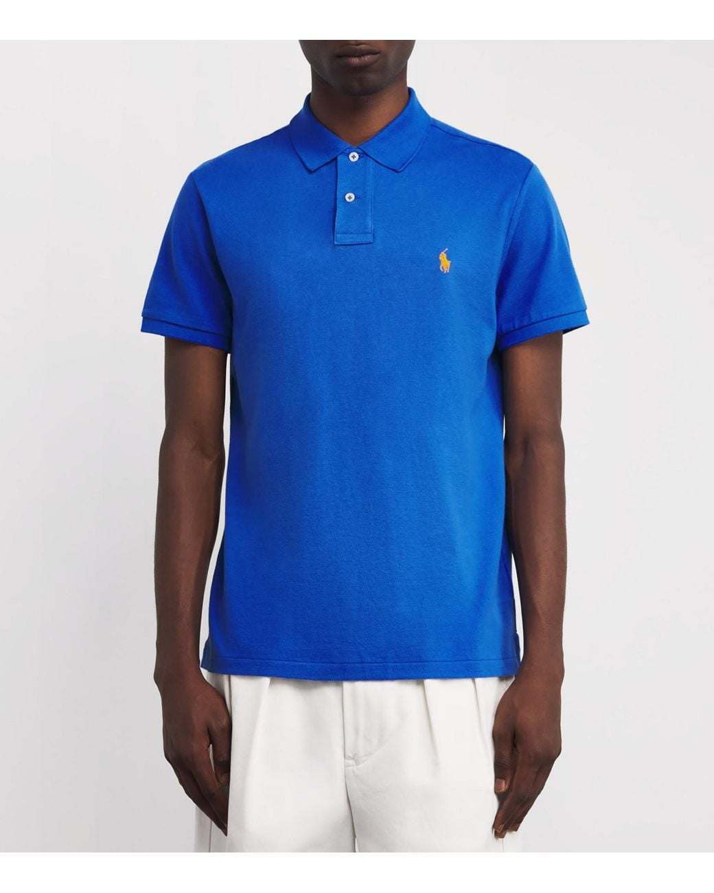 Polo Ralph Lauren Blue Cotton Mesh Custom-Fit Polo Shirt for men