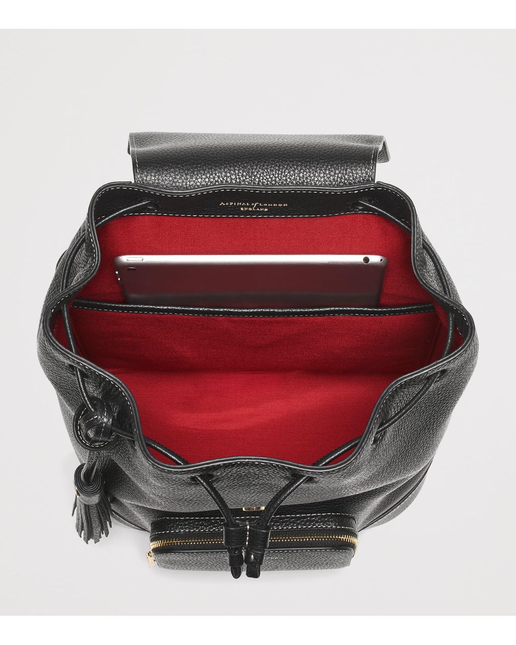 Aspinal Black Small Leather Hudson Backpack