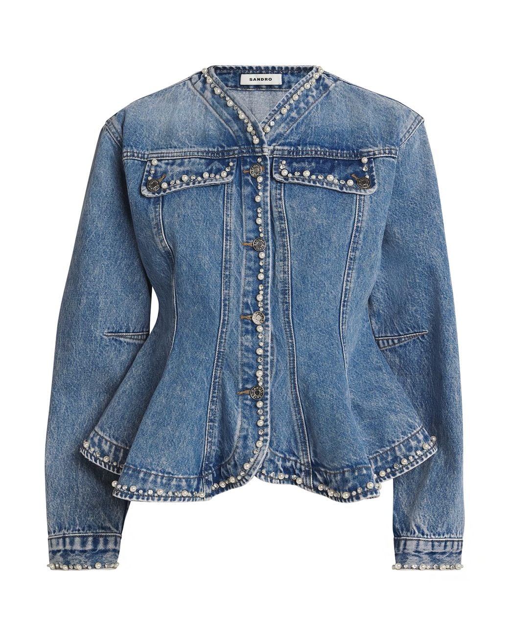 Sandro Blue Beaded Denim Jacket
