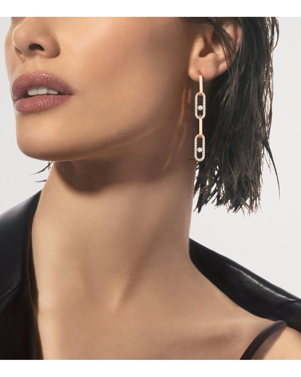 Messika White Move Link And Diamond Convertible Earrings