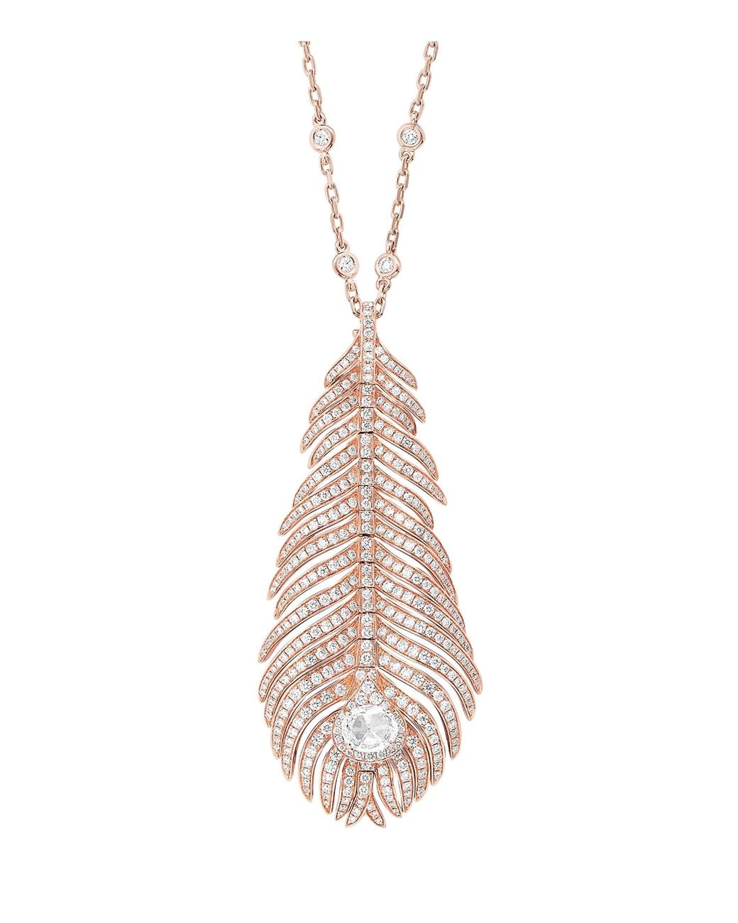 Boucheron White Rose And Diamond Plume De Paon Necklace