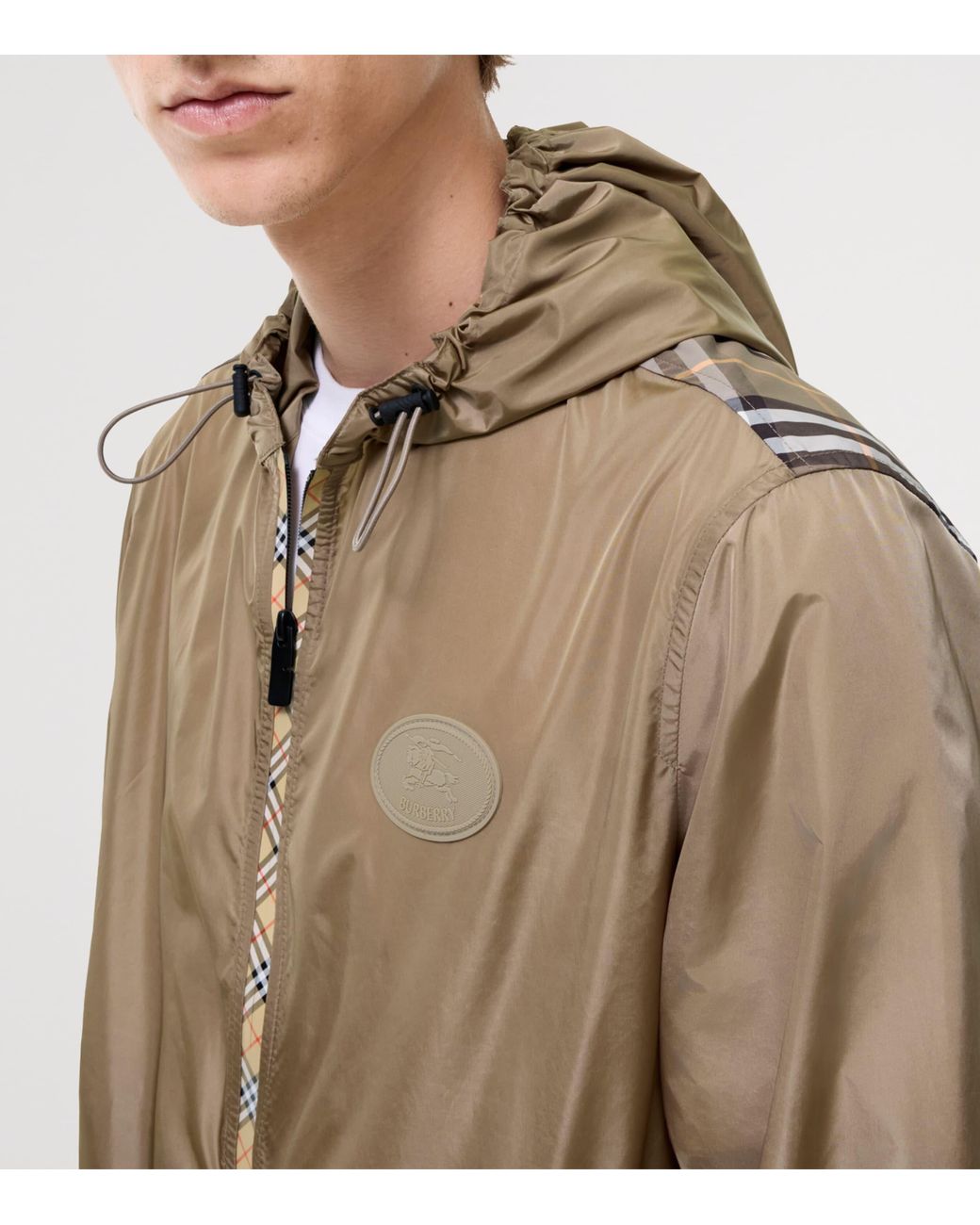 Burberry Green Check-Trim Newport Jacket for men