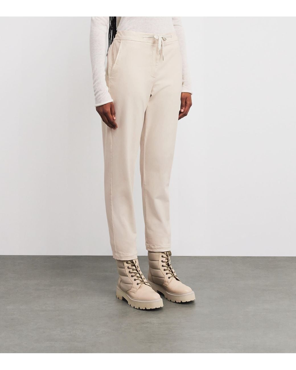 Eleventy Natural Cotton-Blend Drawstring Trousers