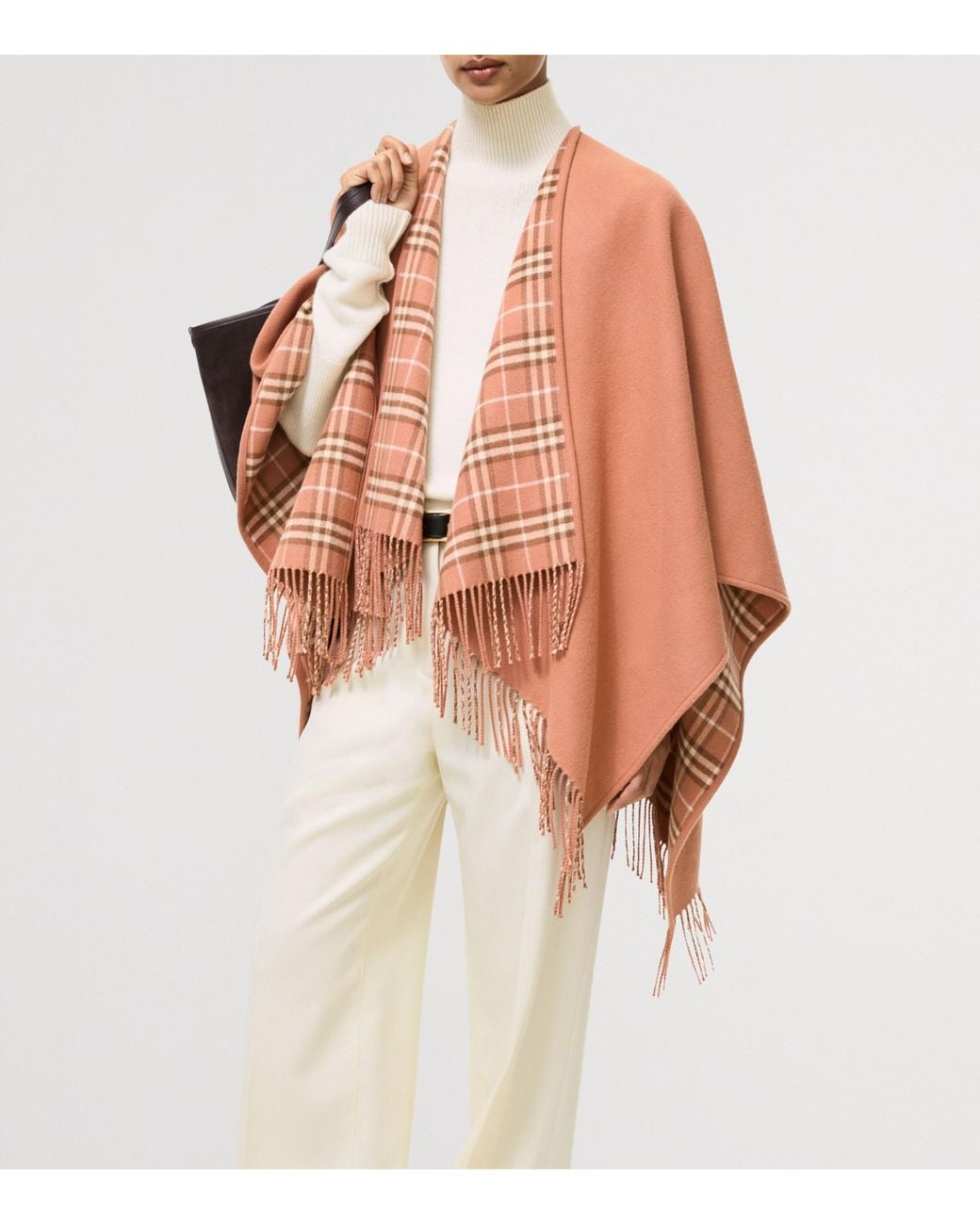 Burberry Brown Wool Reversible Check Cape
