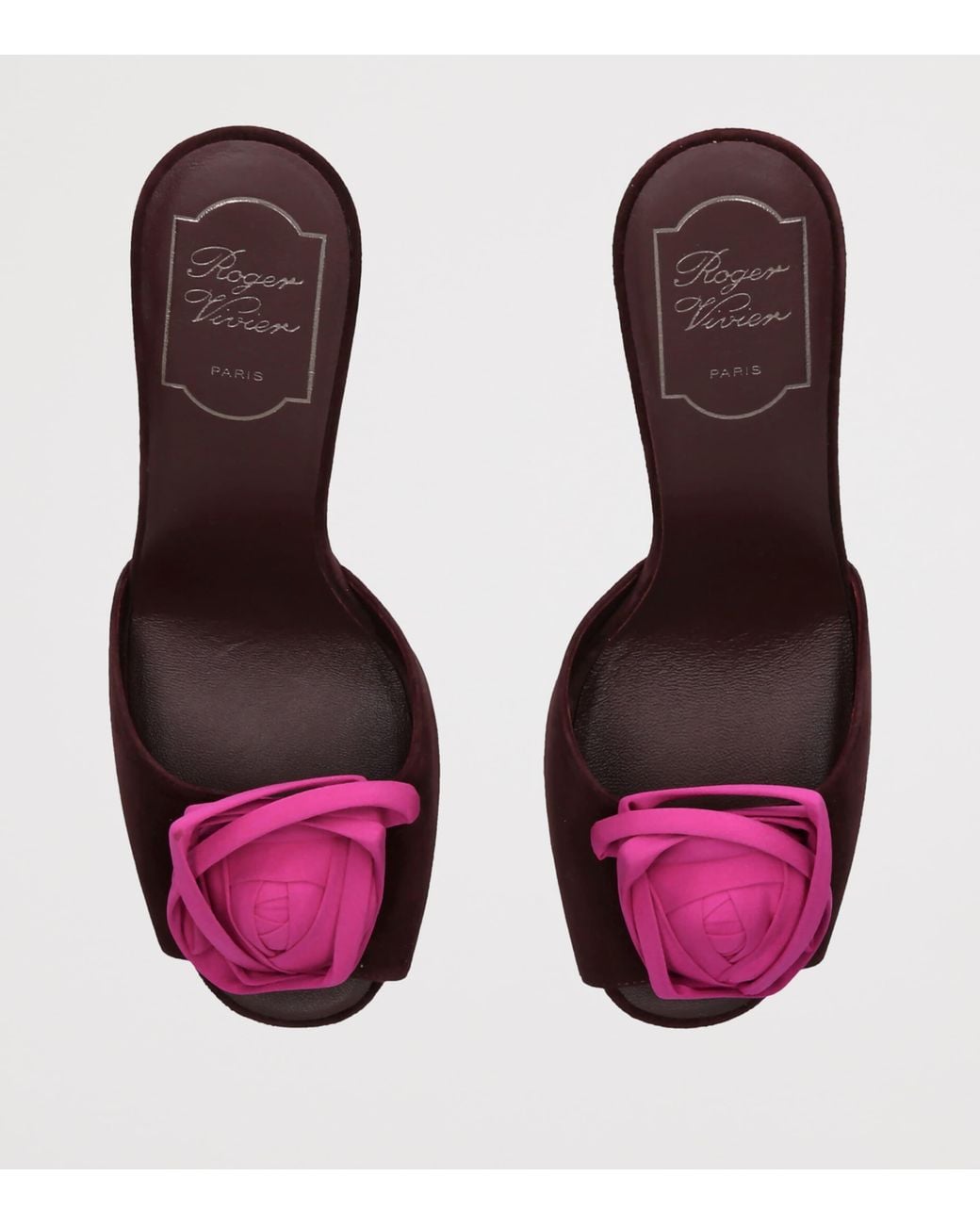 Roger Vivier Purple Suede Rose Mules 85