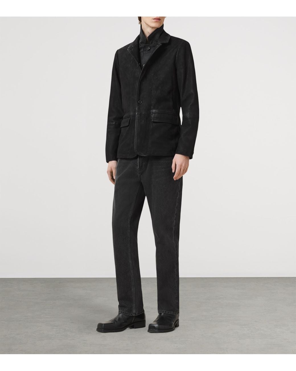 AllSaints Black Suede Survey Blazer for men