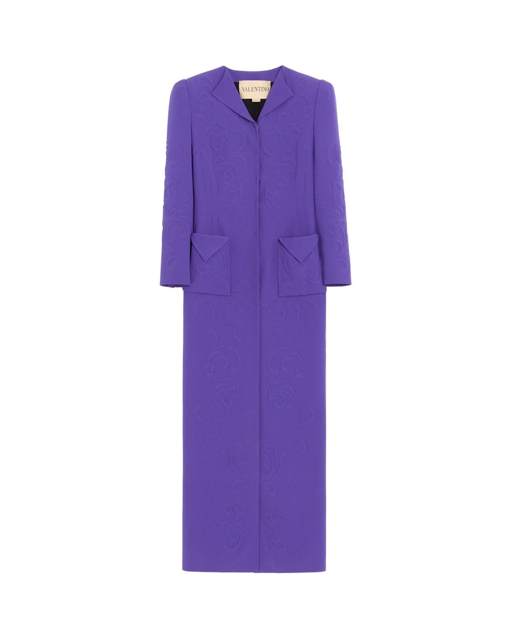 Valentino Purple Floral-Embroidered Coat