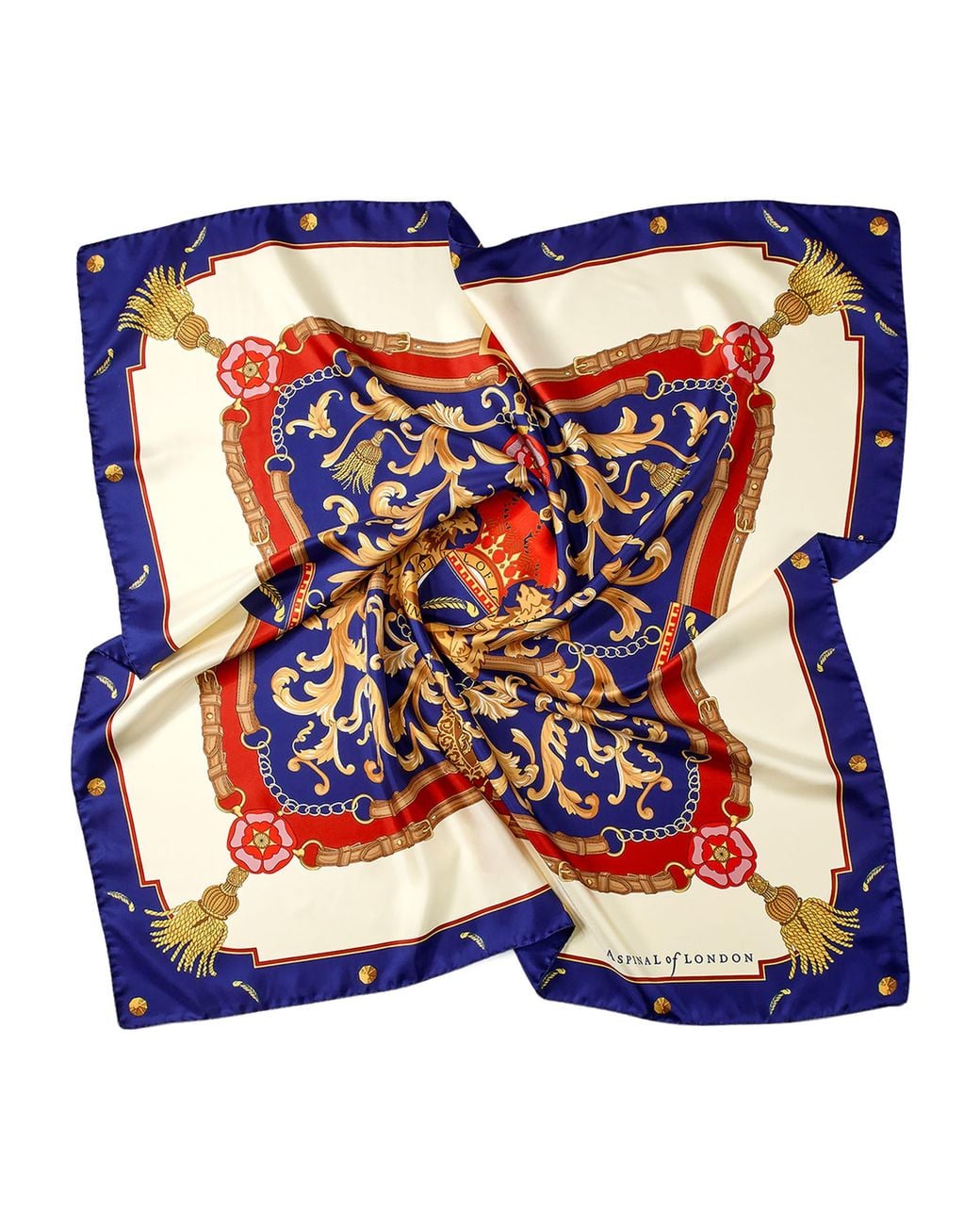 Aspinal Blue Silk Signature Scarf