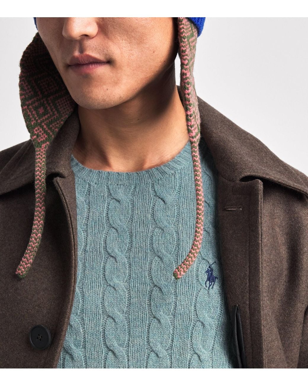 Polo Ralph Lauren Blue Wool-Cashmere Cable-Knit Sweater for men