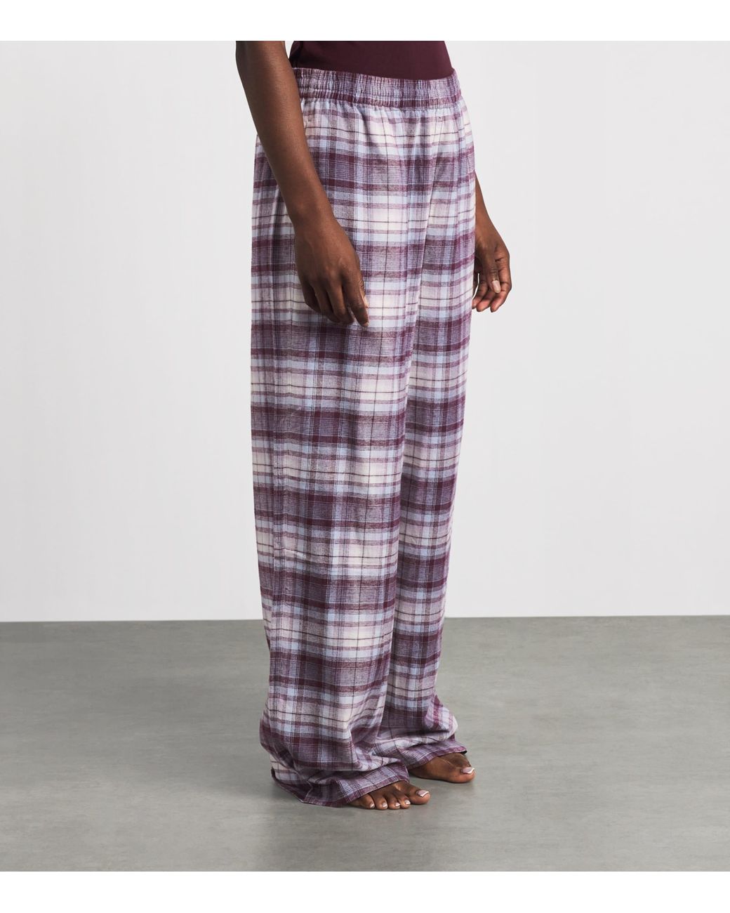 Skims Purple Cotton Check Pyjama Bottoms