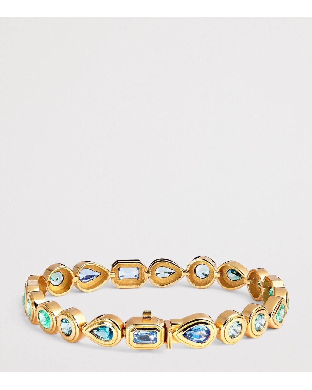 Azlee Natural Emerald And Sapphire Staircase Bracelet