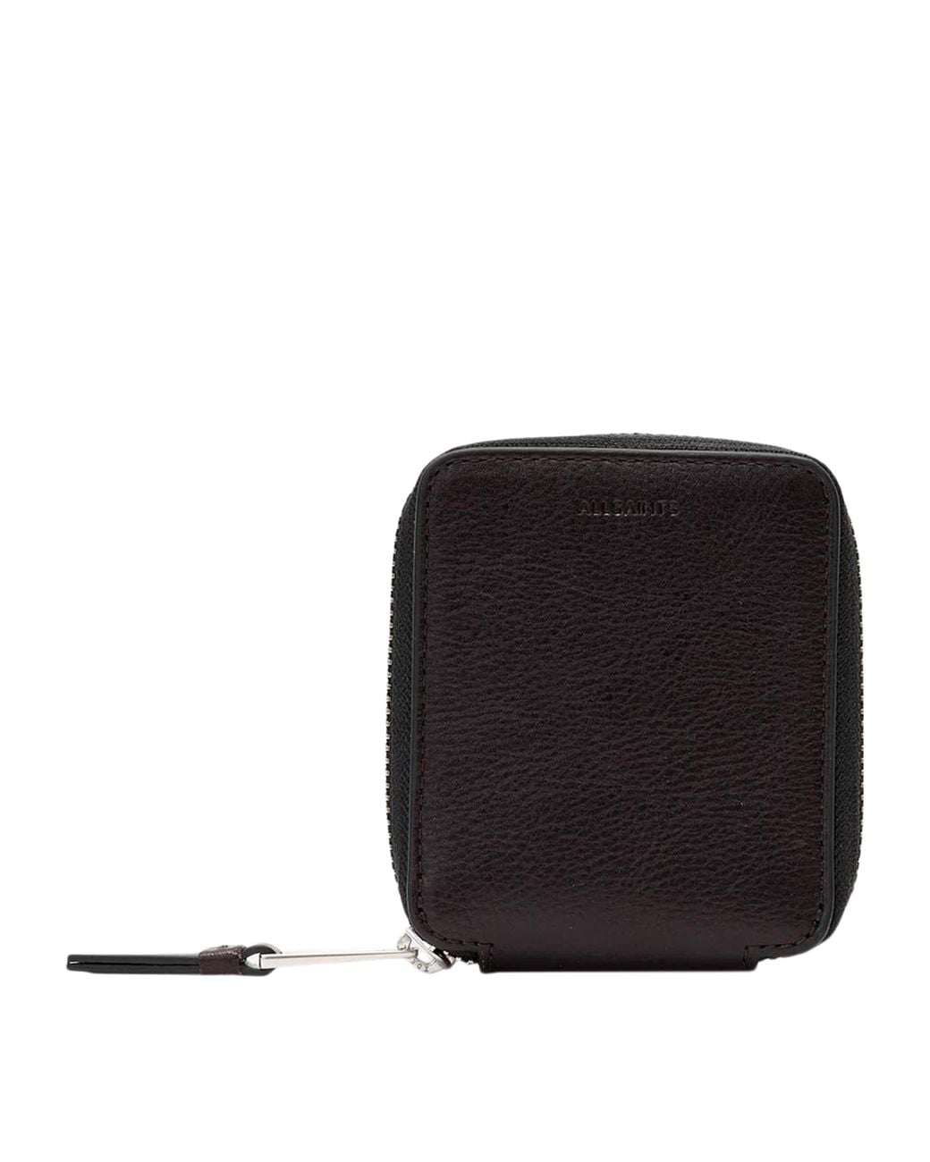 AllSaints Black Leather Clymer Wallet for men