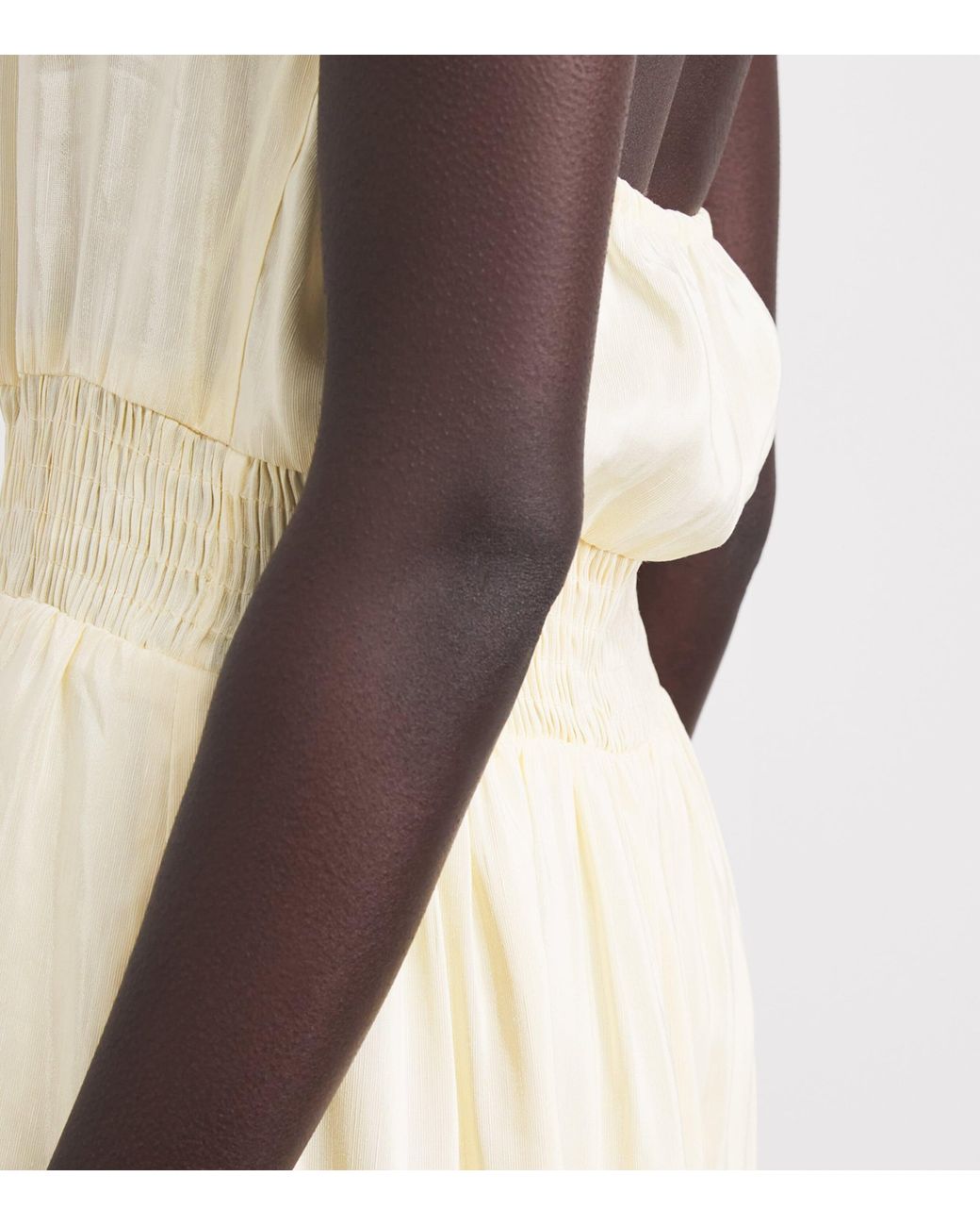 Sandro White Linen-Blend Tiered Maxi Dress