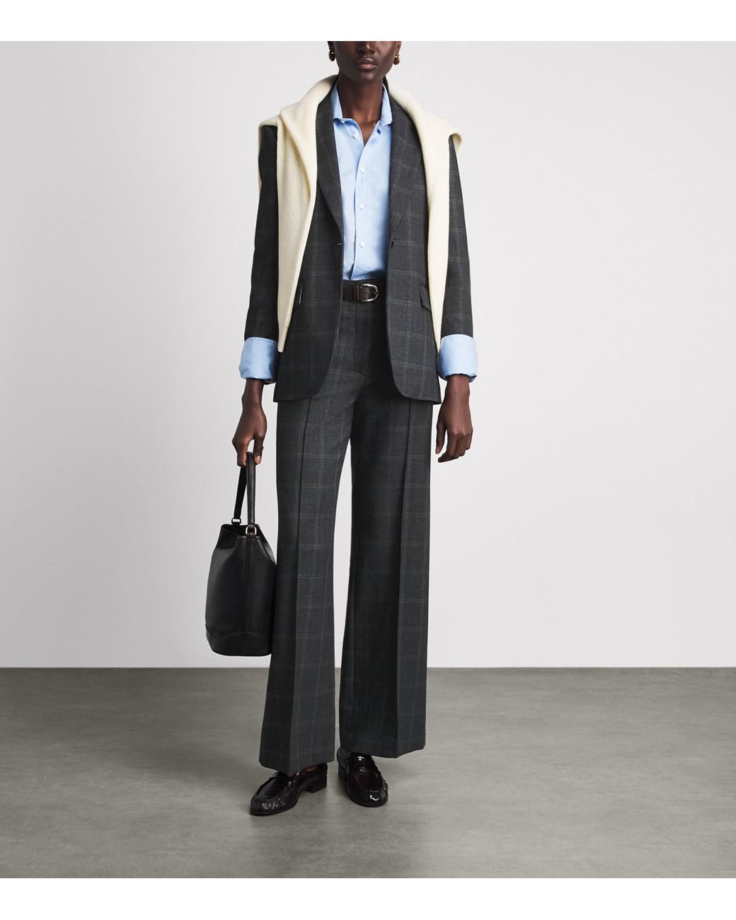 Sandro Black Check Single-Breasted Blazer