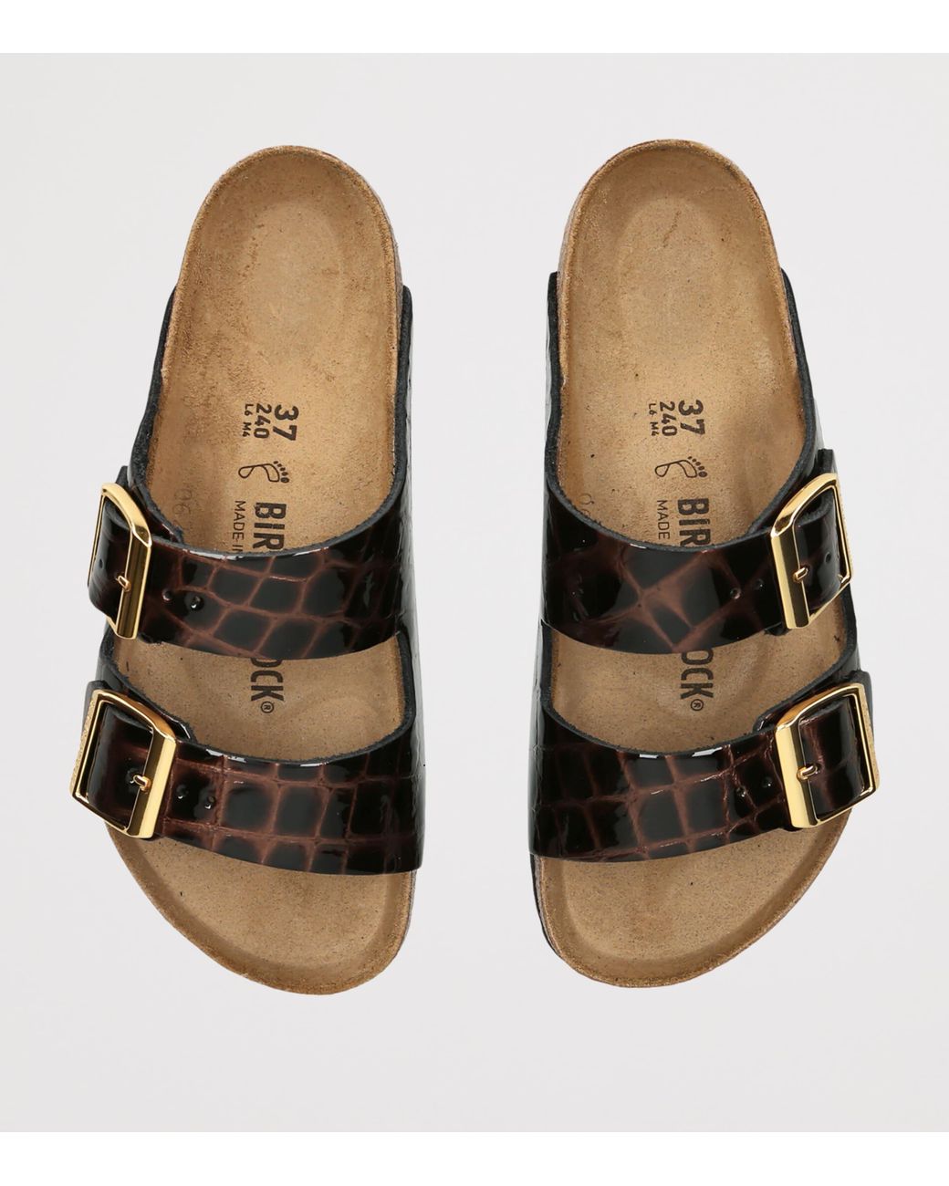 Birkenstock Brown Leather Croc-Embossed Arizona Sandals for men