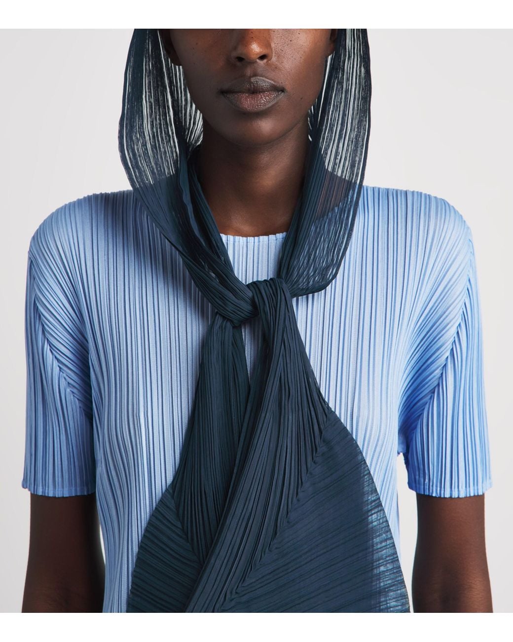 Pleats Please Issey Miyake Blue Fold Hood Scarf for men