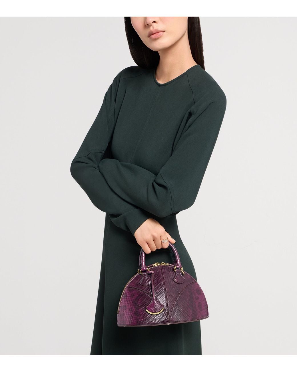 BVLGARI Purple Small Leather Marquise Top-Handle Bag