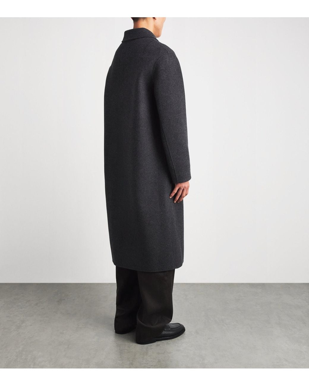 Yves Salomon Black Virgin Wool Check-Lined Overcoat for men