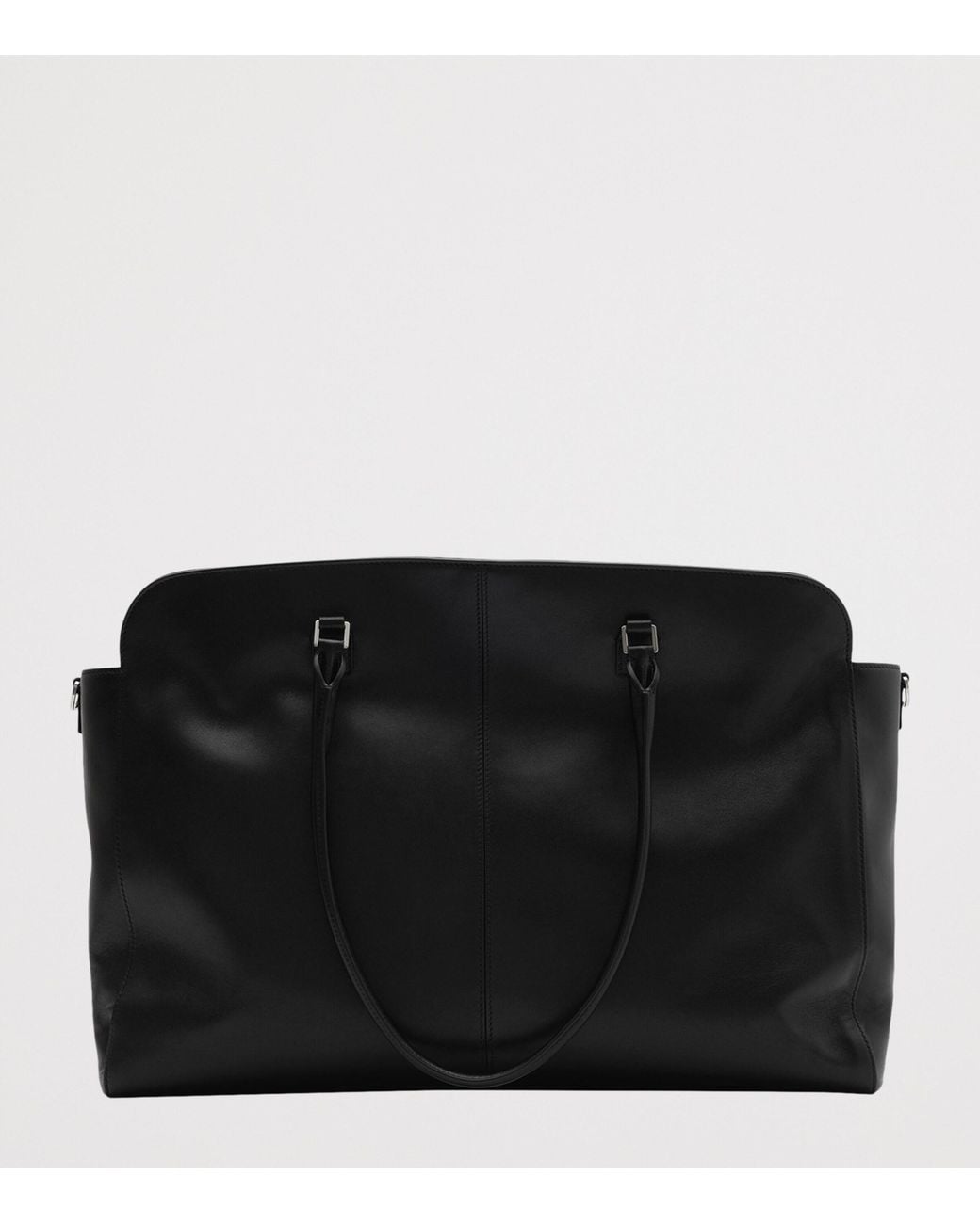 Burberry Black Leather Knight Stamp Tote Bag for men