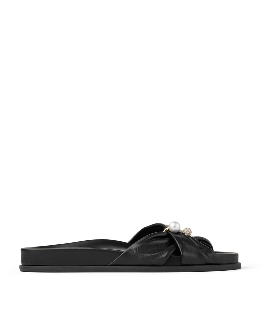 Jimmy Choo Black Rafi Leather Flat Sandals