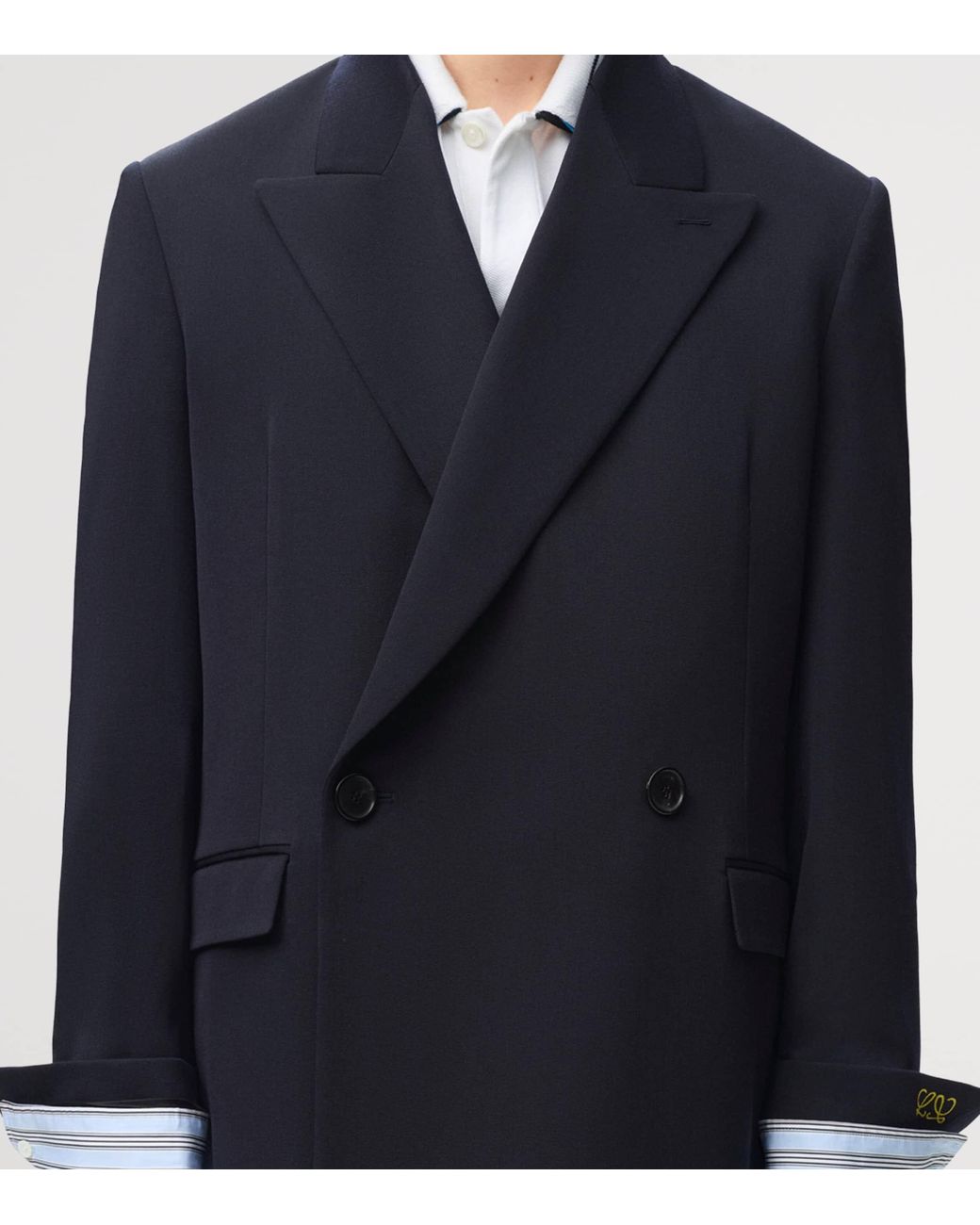 Loewe Blue Double-Breasted Jacket With Cuffs for men
