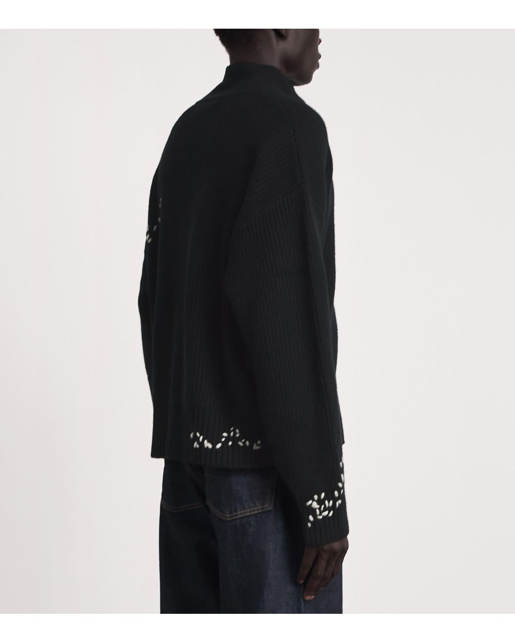 DOMREBEL Black Wool-Blend Daddy Cardigan for men