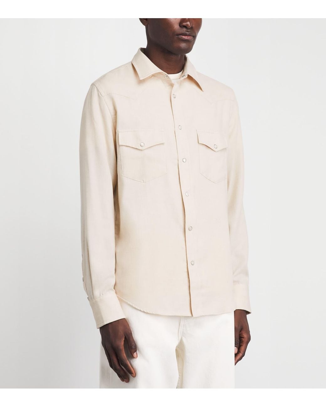 Jacob Cohen White Cotton-Cashmere Batavia Western Shirt for men