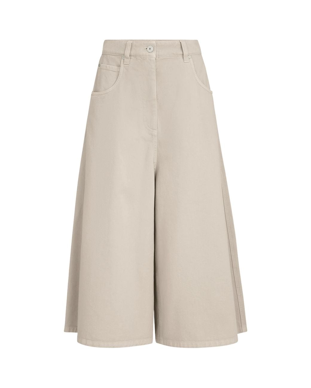 Brunello Cucinelli White Cropped Denim Trousers