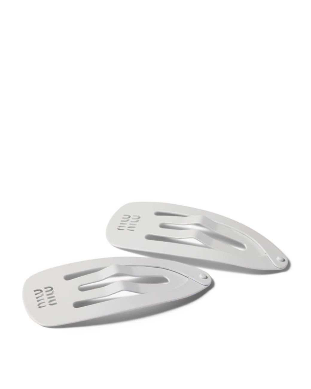 Miu Miu White Large Metal Logo Hair Clips