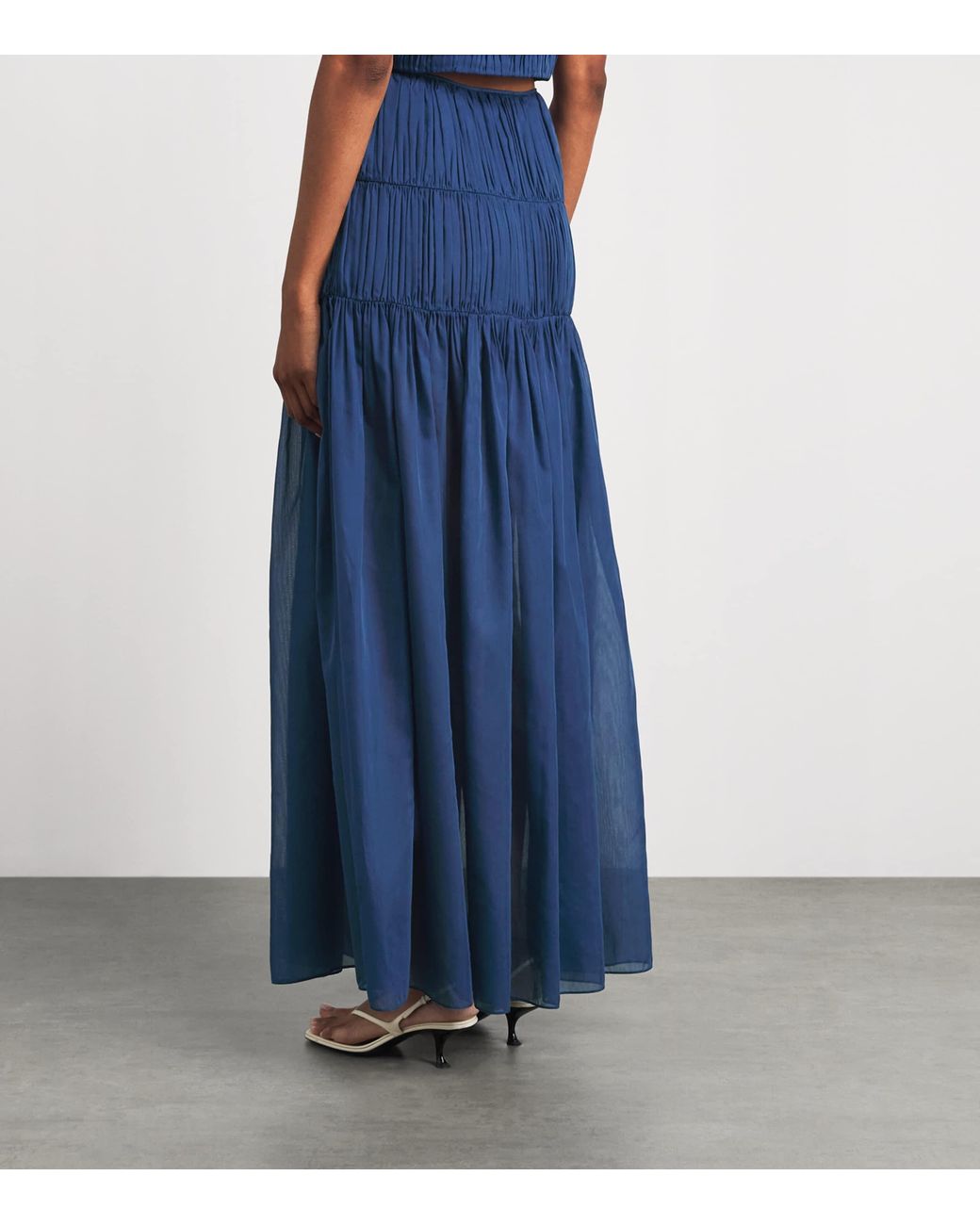 Moré Noir Blue Cotton-Silk Dani Maxi Skirt
