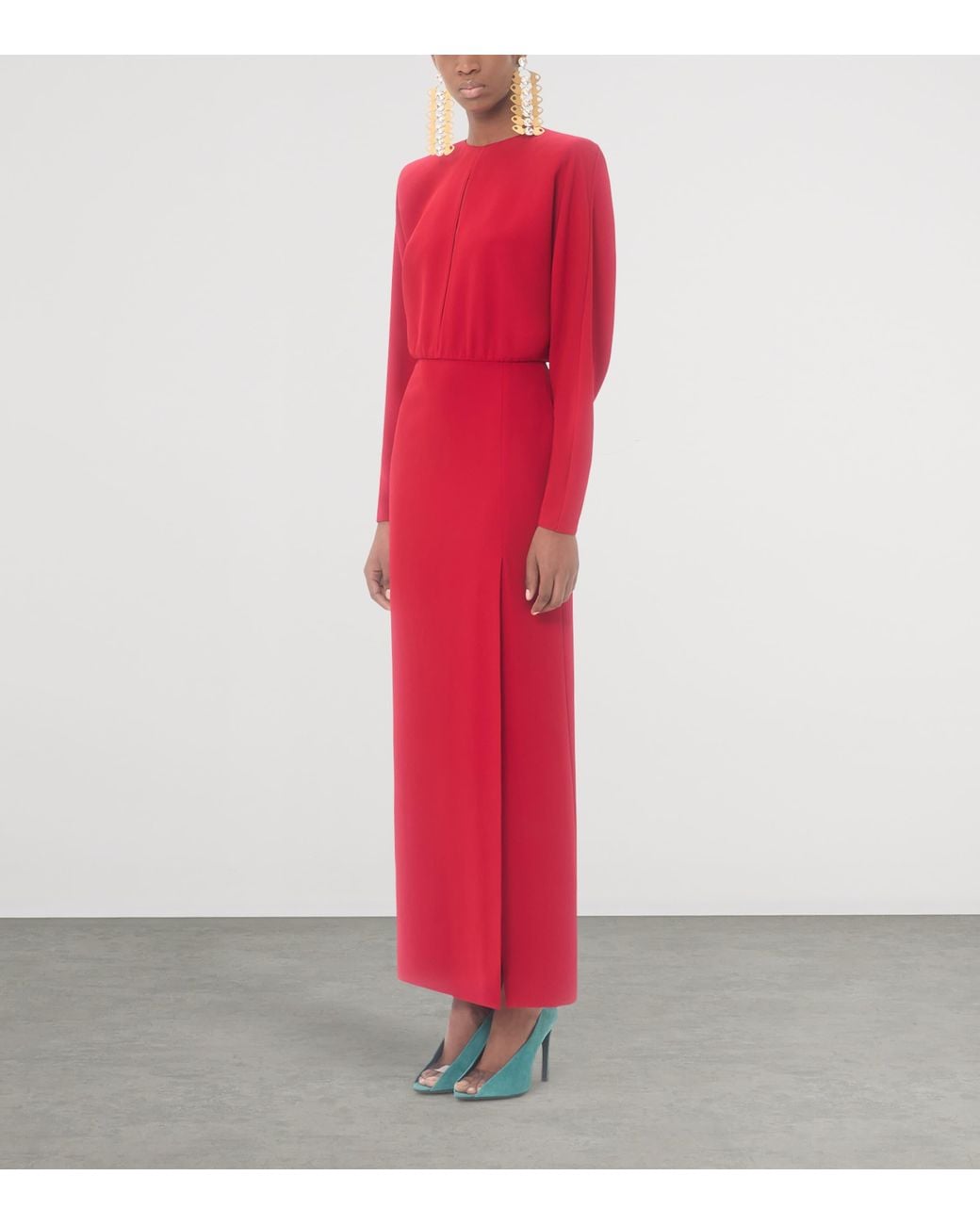 Valentino Red Silk Slit Midi Dress