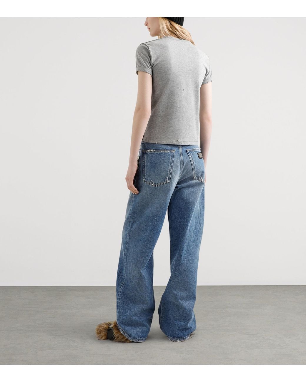 Dolce & Gabbana Blue Embellished Wide-Leg Trousers