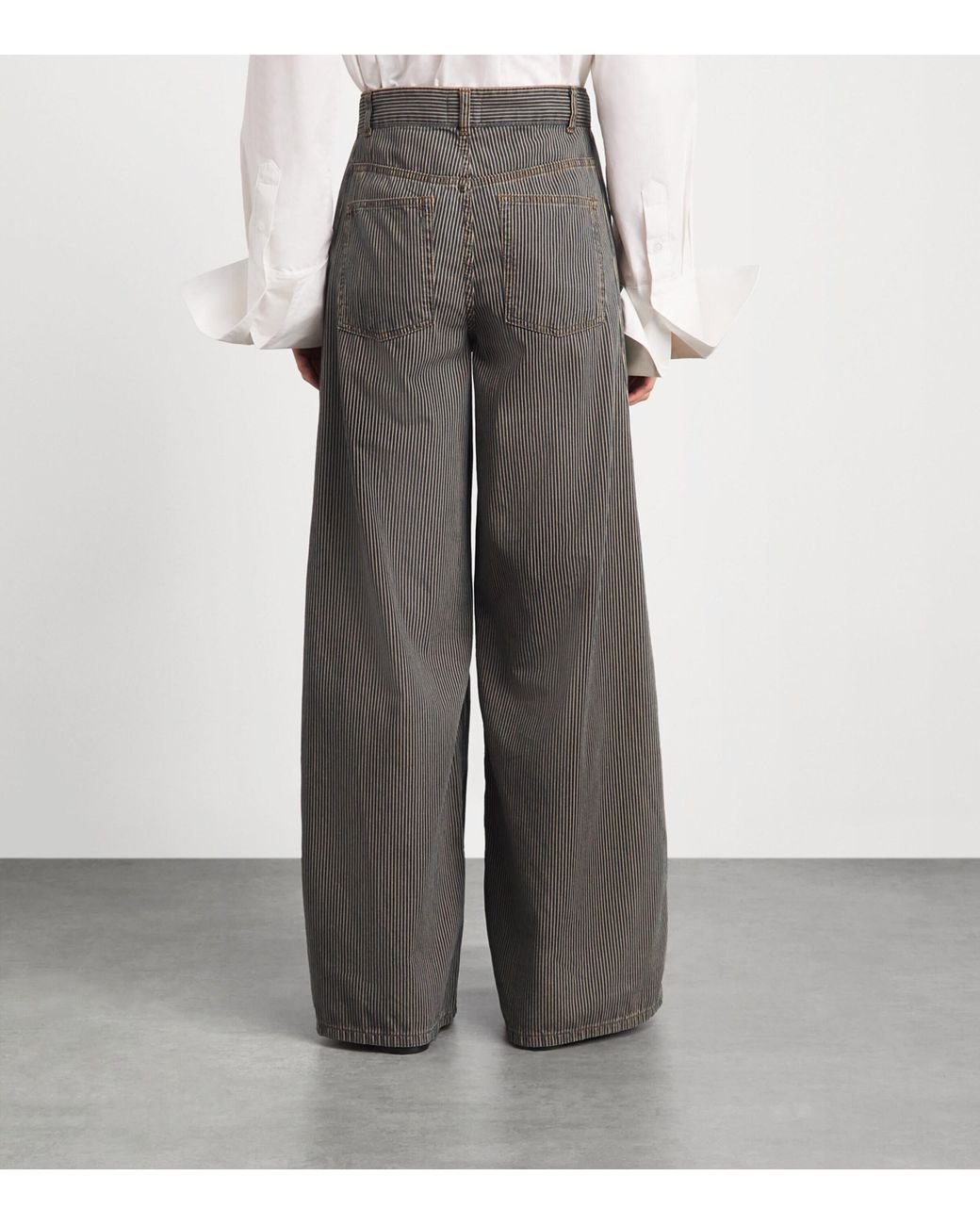 ME+EM Gray Pinstripe Wide-Leg Tapered Jeans