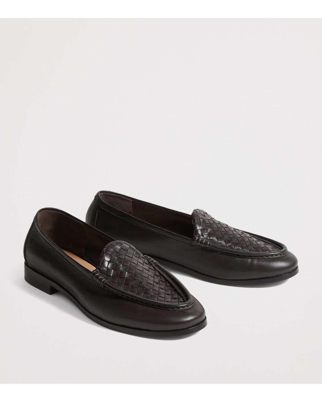 Bottega Veneta Black Leather Intrecciato Loafers for men