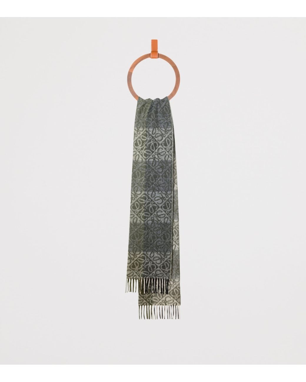 Loewe Green Wool-Cashmere Anagram Scarf