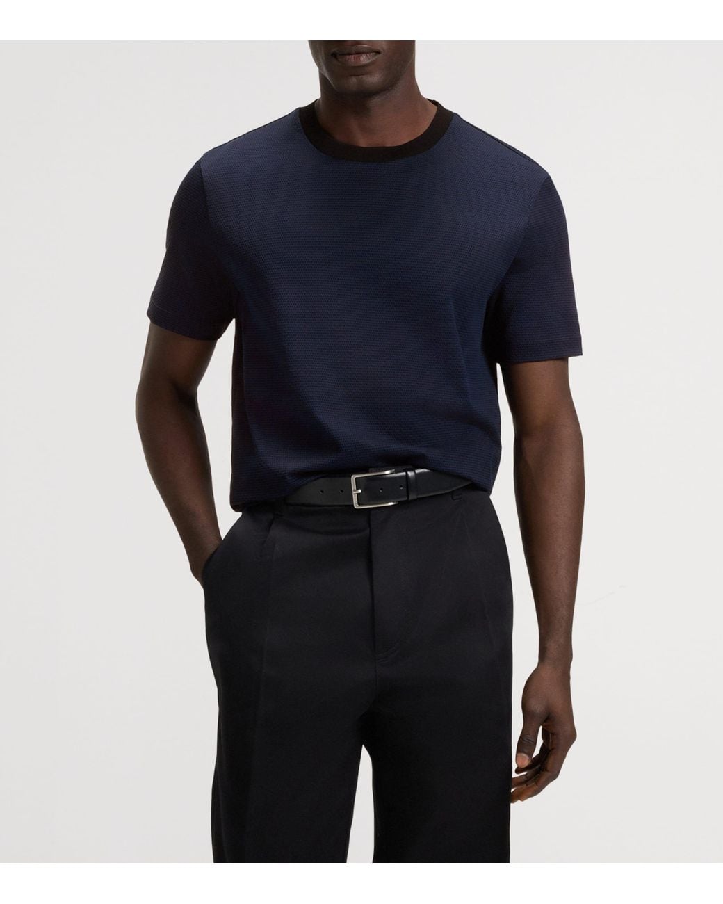 Boss Blue Mercerised Cotton T-Shirt for men