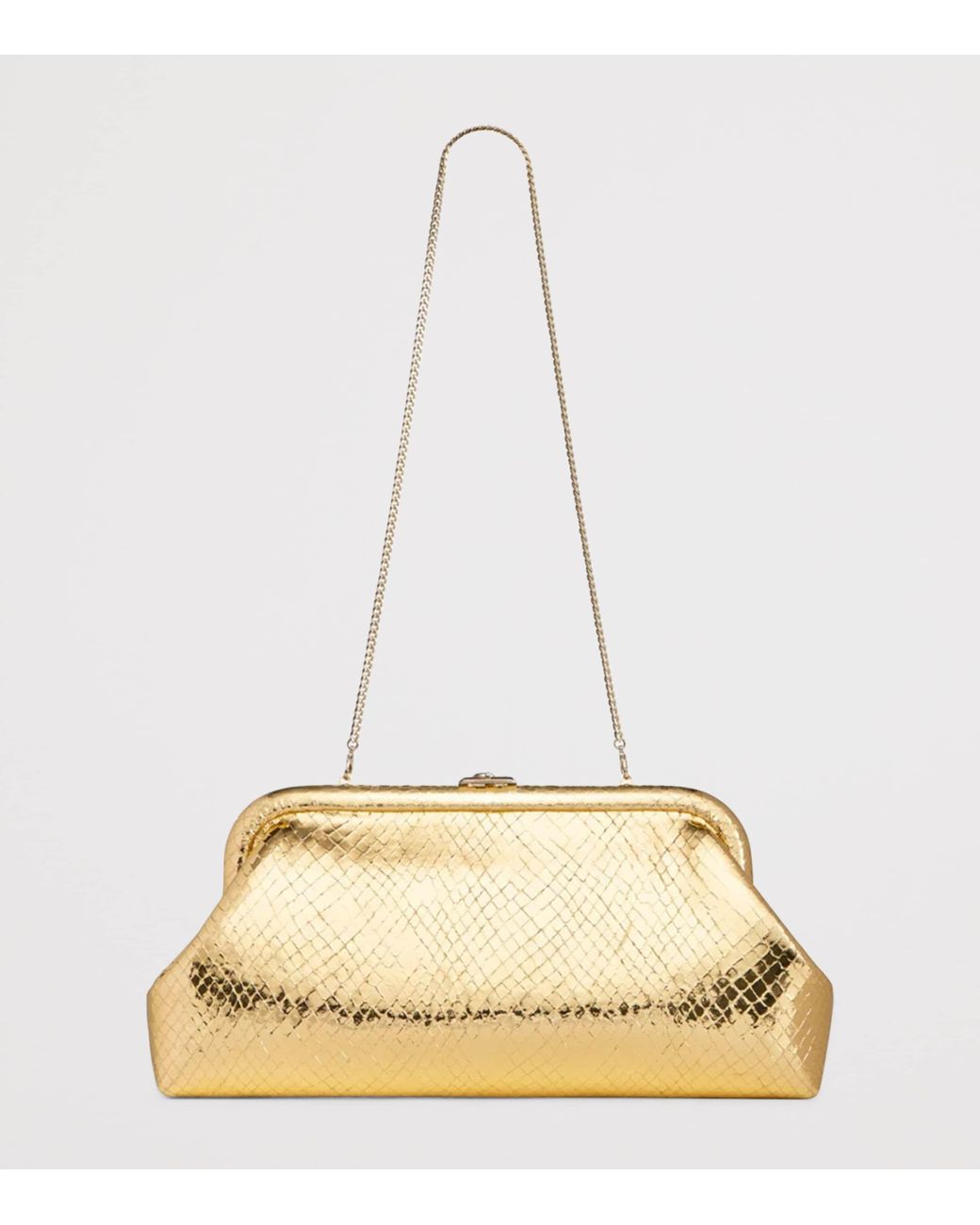 Jimmy Choo Natural Skylar Snake-Embossed Leather Clutch Bag
