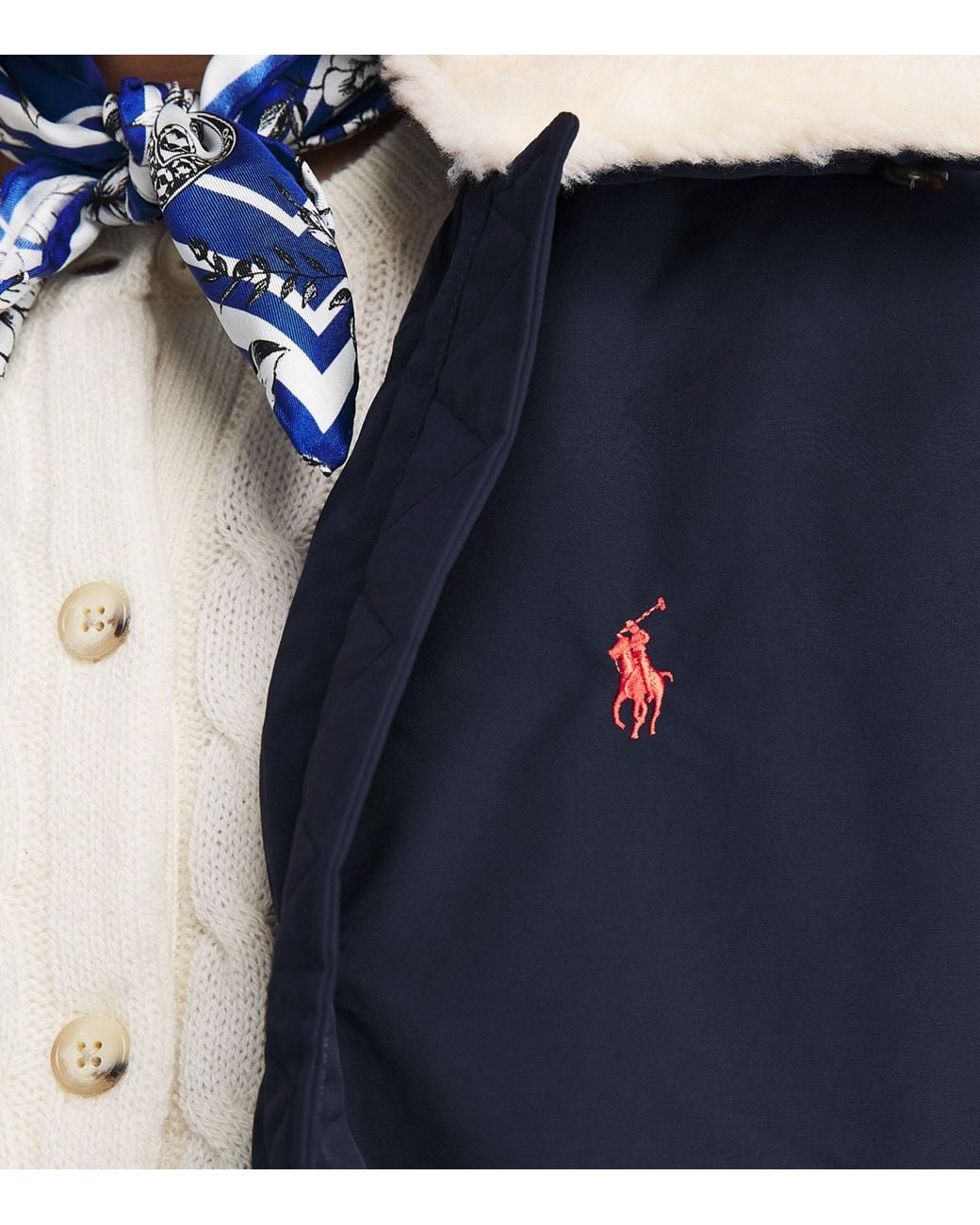 Polo Ralph Lauren Blue High-Pile Collar Down Puffer Jacket