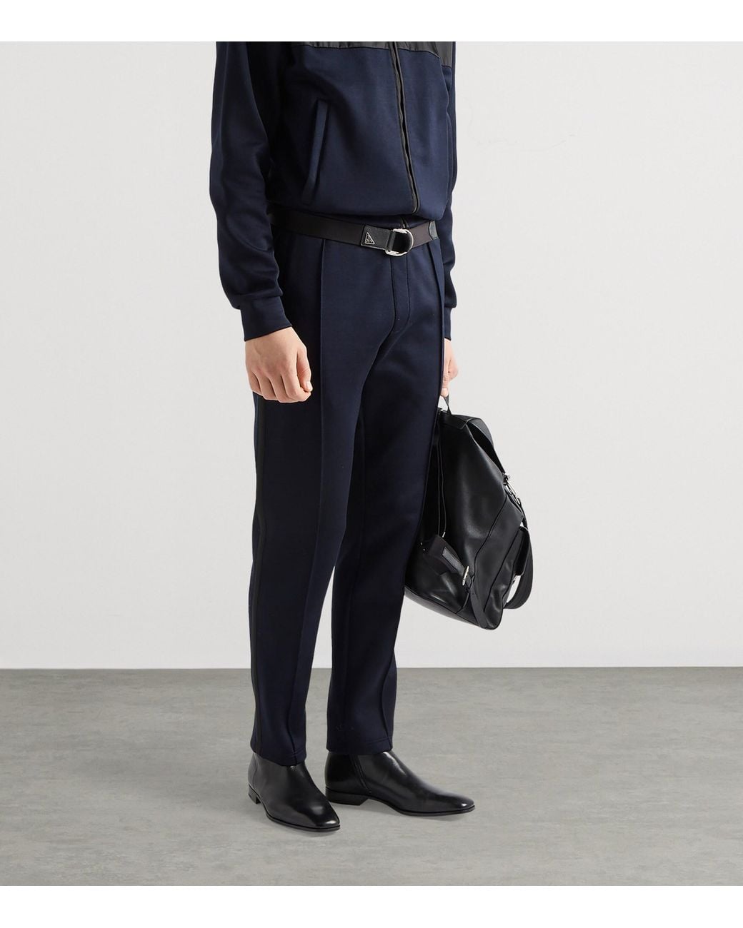 Prada Blue Cotton-Blend Re-Nylon Trousers for men