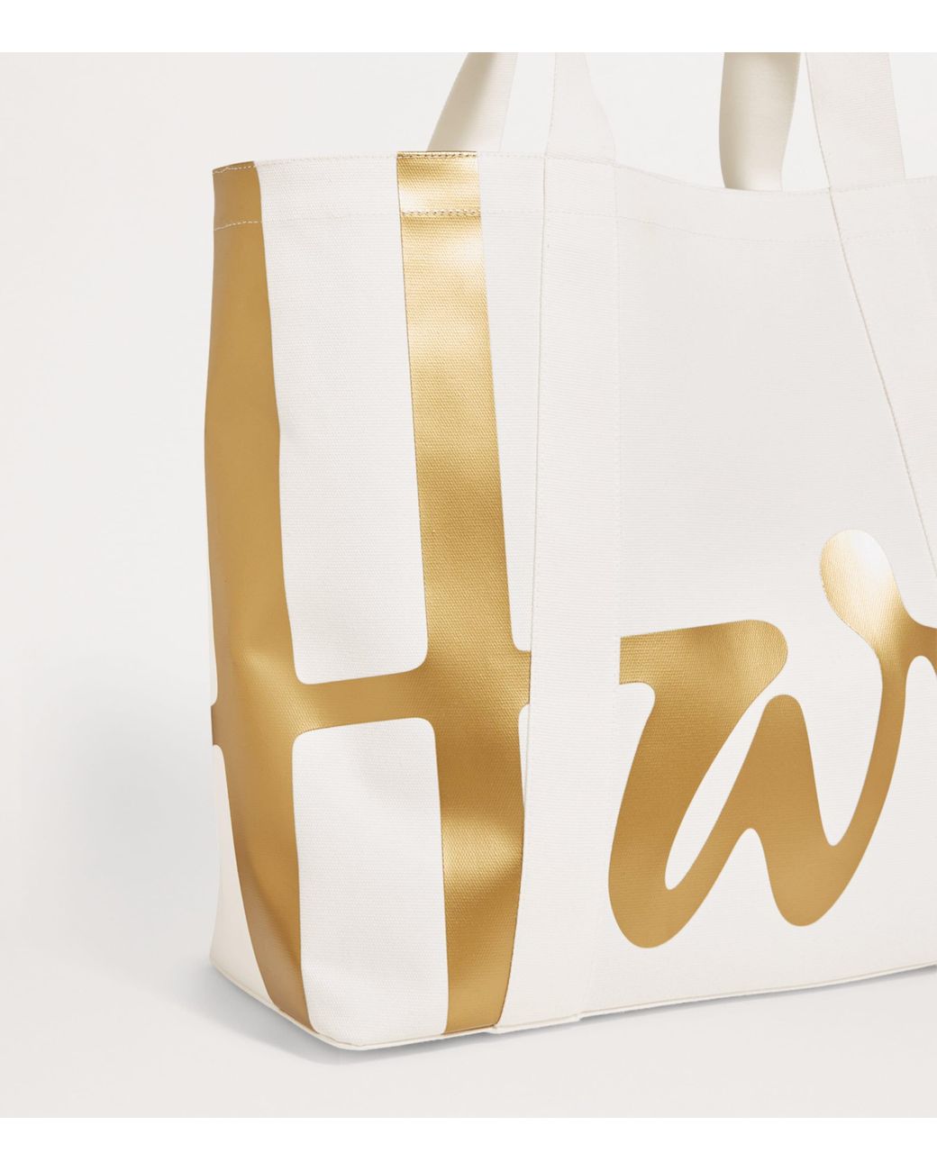 Harrods White Large Cotton Logo Tote Bag