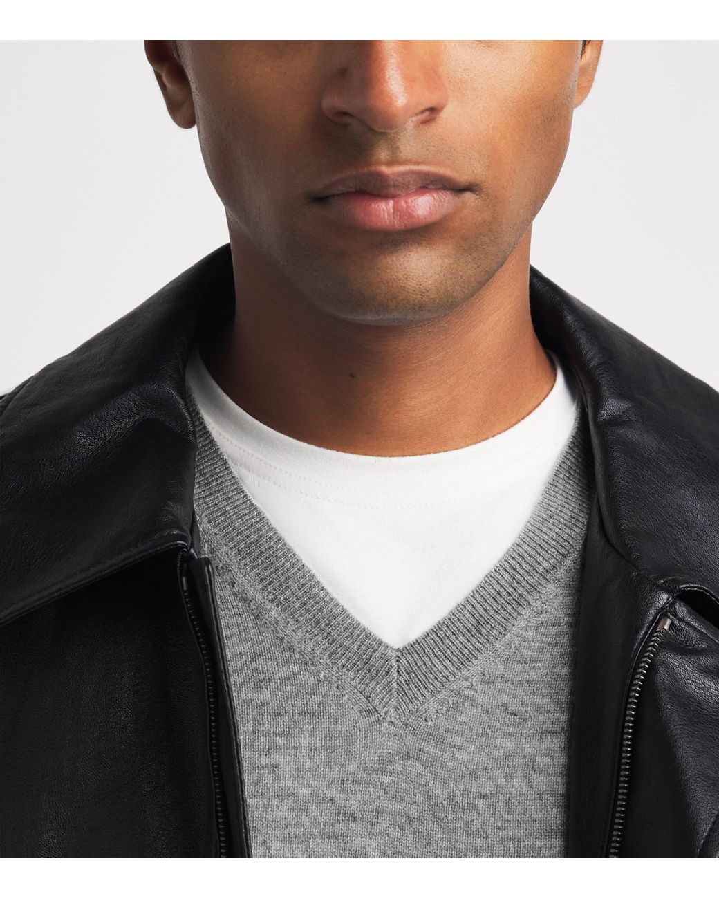 Allude Gray Cashmere V-Neck Sweater for men