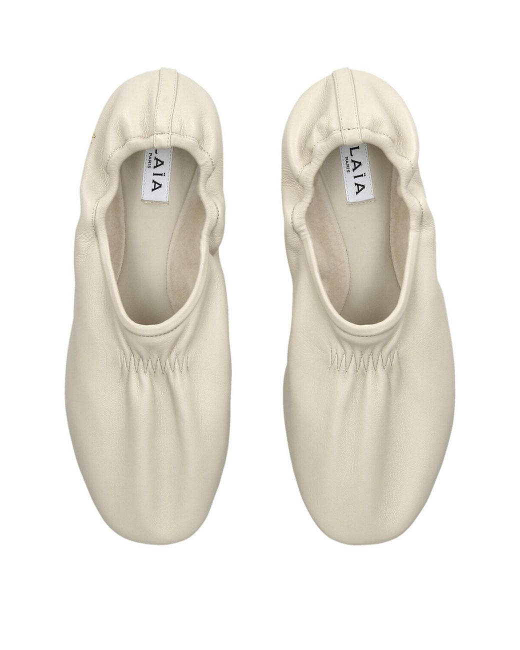 Alaïa White Leather Scrunched Ballet Flats