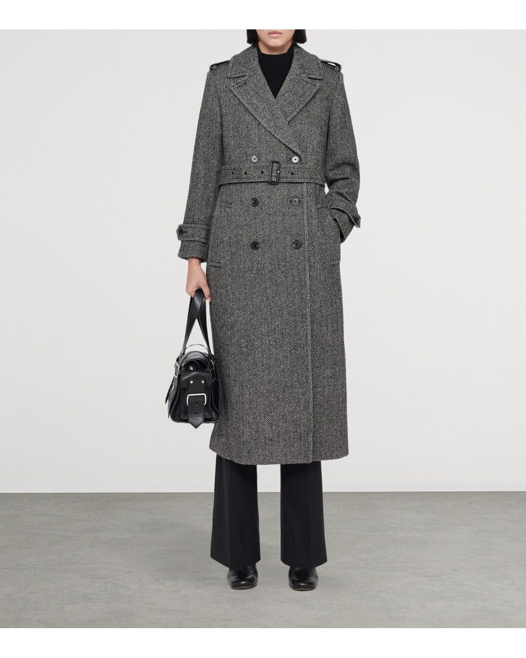AllSaints Gray Wool-Blend Brescia Trench Coat