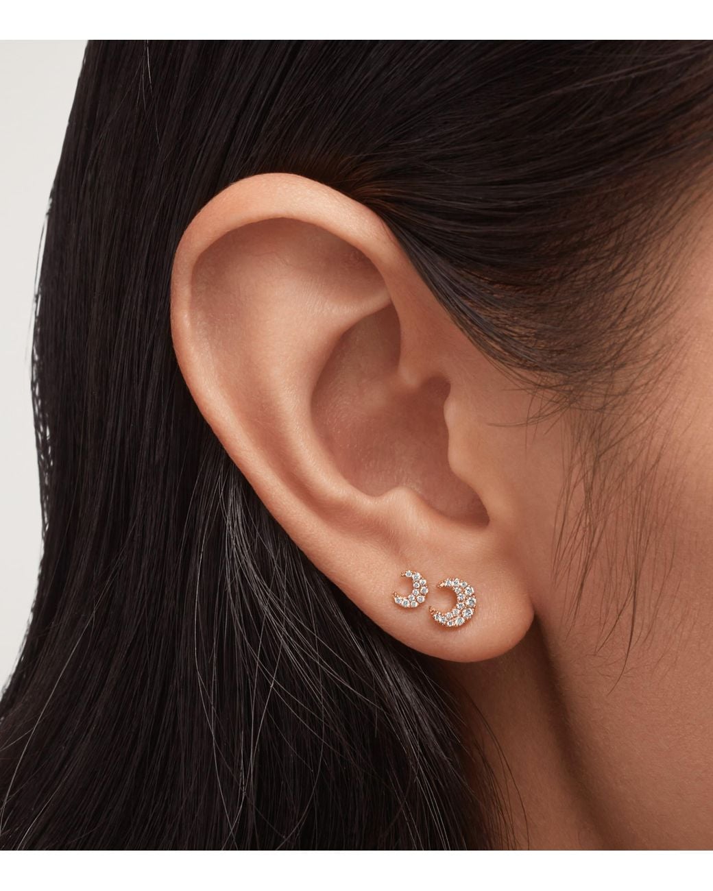 Maria Tash White Diamond Celestial Moon Stud Earring