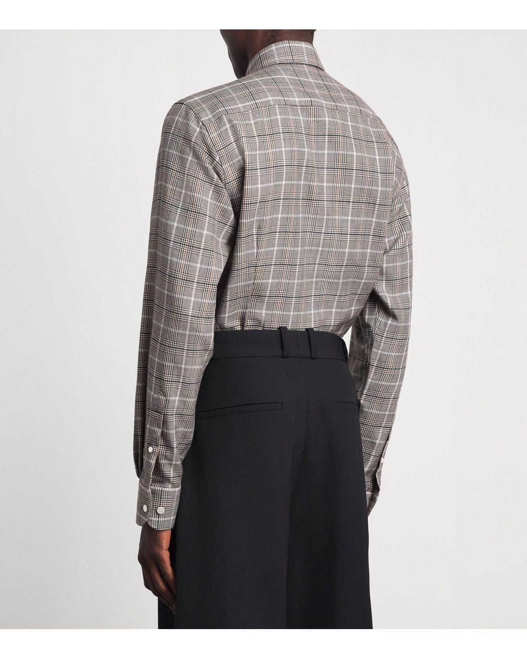 Eton of Sweden Gray Cotton-Silk-Cashmere Check Shirt for men
