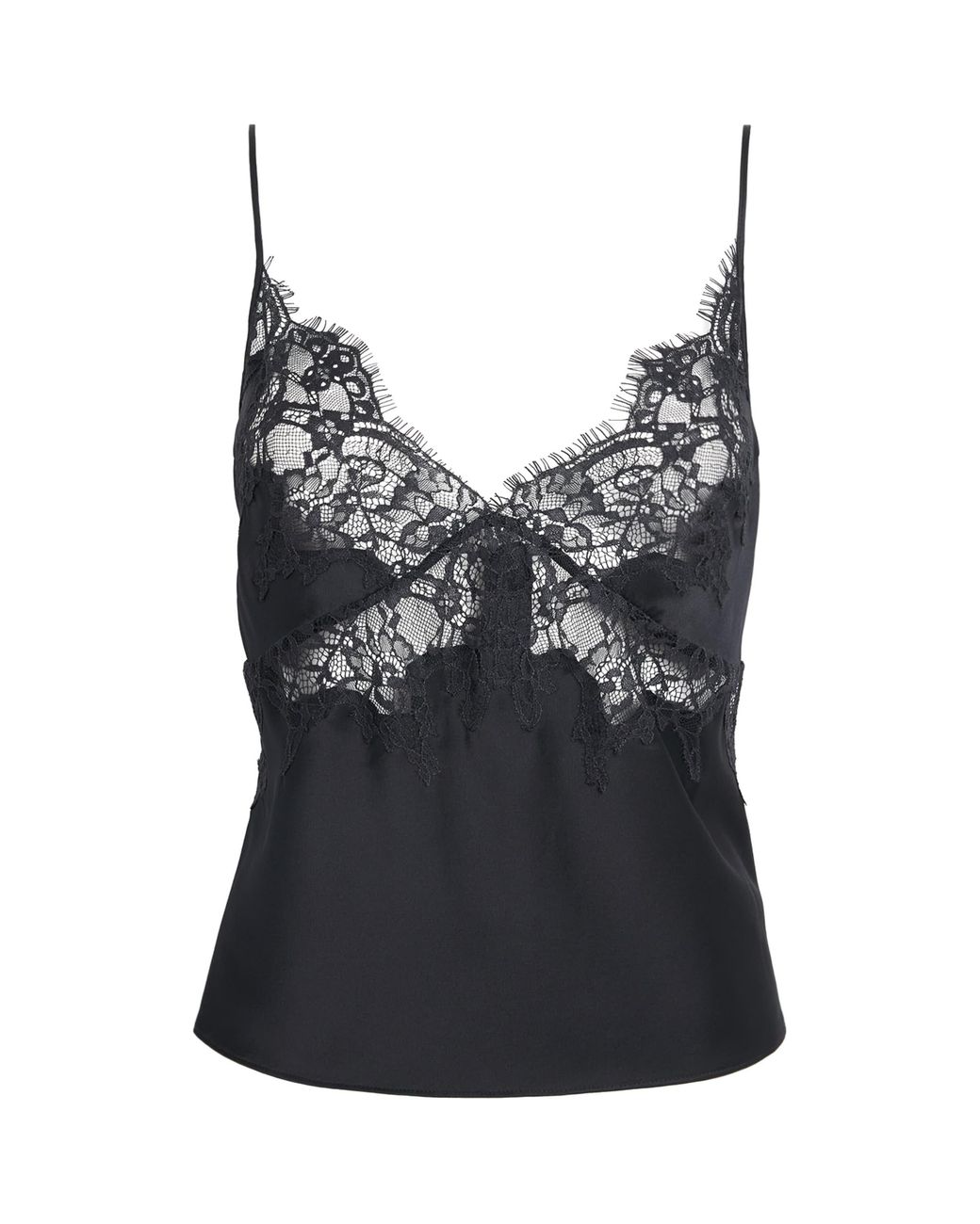 Skims Black Silk-Lace Cami Top